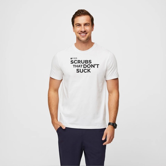 NWT Figs Scrubs That Don't Suck White Graphic T-Shirt Size XS - Picture 1 of 7